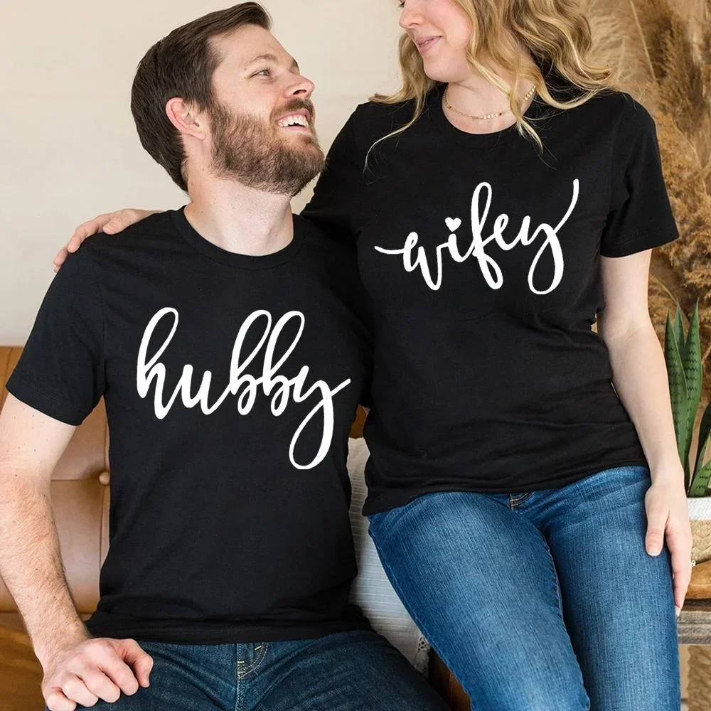 Hubby Wifey T-shirts Honeymoon Shirt Just Married T-shirts Engagement Shirt Wedding Shirts Bridal Gift Engagement