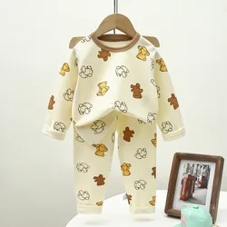 2-Piece Set Soft Cotton Pajamas Children Boys Girls Baby Spring Autumn Cartoon Long Sleeve Home Sleepwear Set 2-10Y