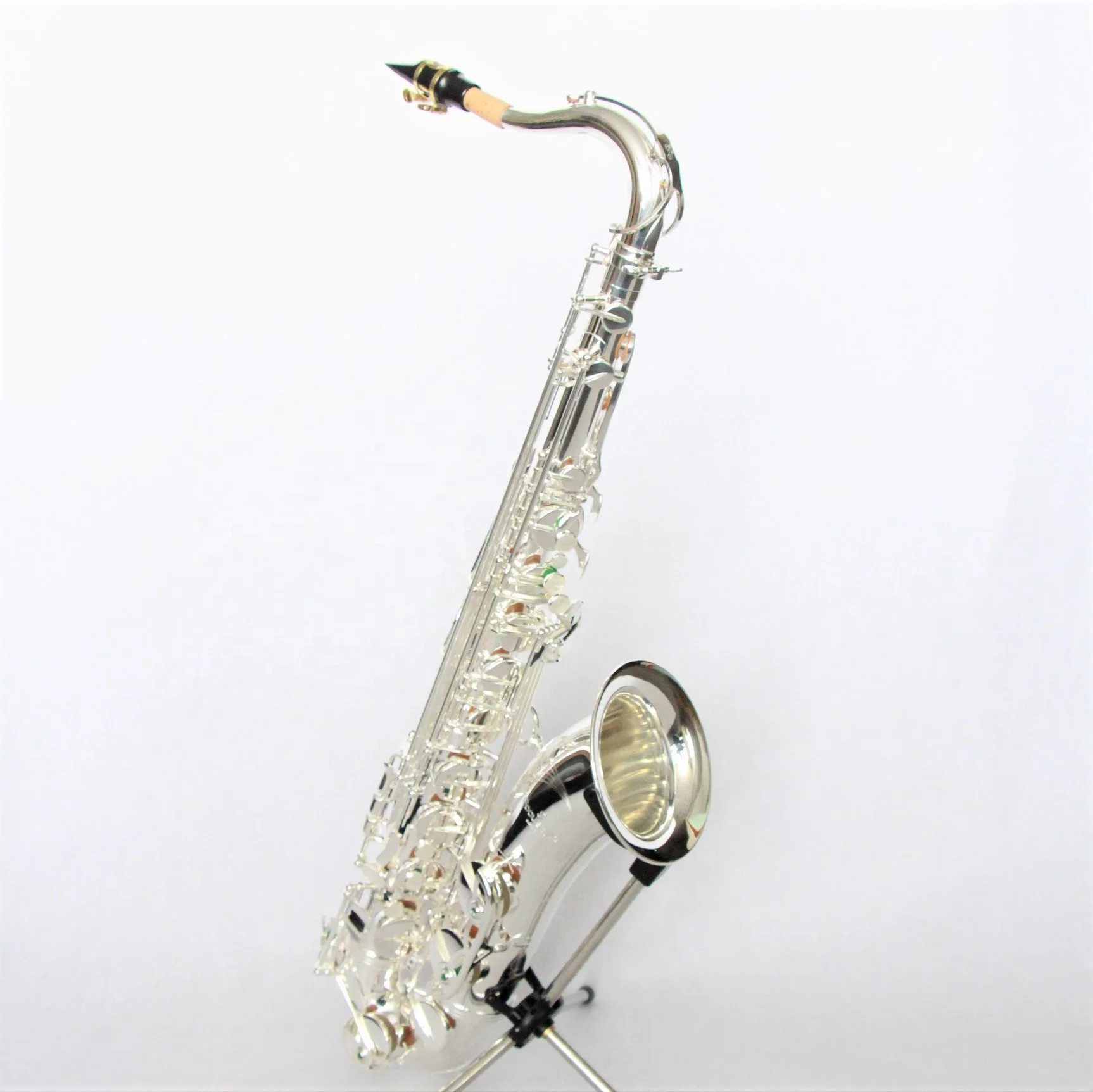 Triple Color Bb Tenor Saxophone Silver Plated Body with Golden Keys for Musicians