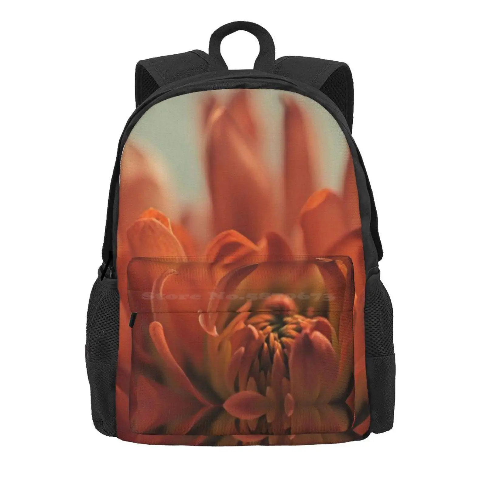 Orange Dahlia Hot Sale Schoolbag Backpack Fashion Bags Orange Dahlia Flower Spring Green Yellow Dreamofmorpheus