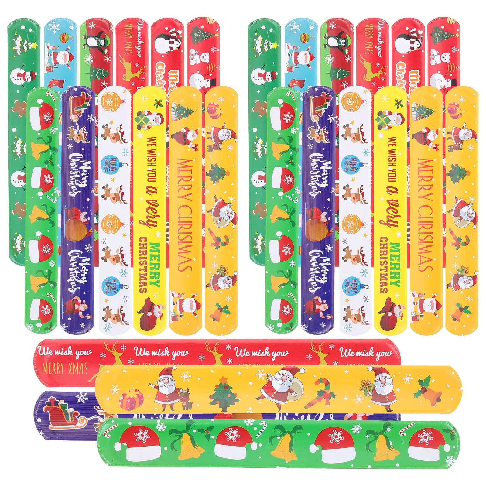 96 pçs pulseira meia de natal pulseira decoração acessório pvc feriado tapa pulseiras em massa