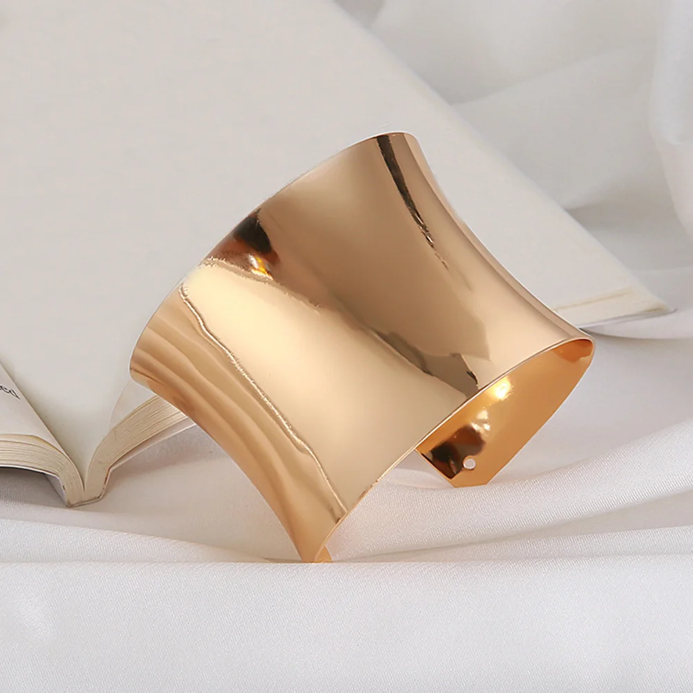 

1pcs Metal Cuff Bracelet Wide Grooved Punk Bangle Adjustable Open Minimalist Wrist Jewelry Fashion Statement Accessory
