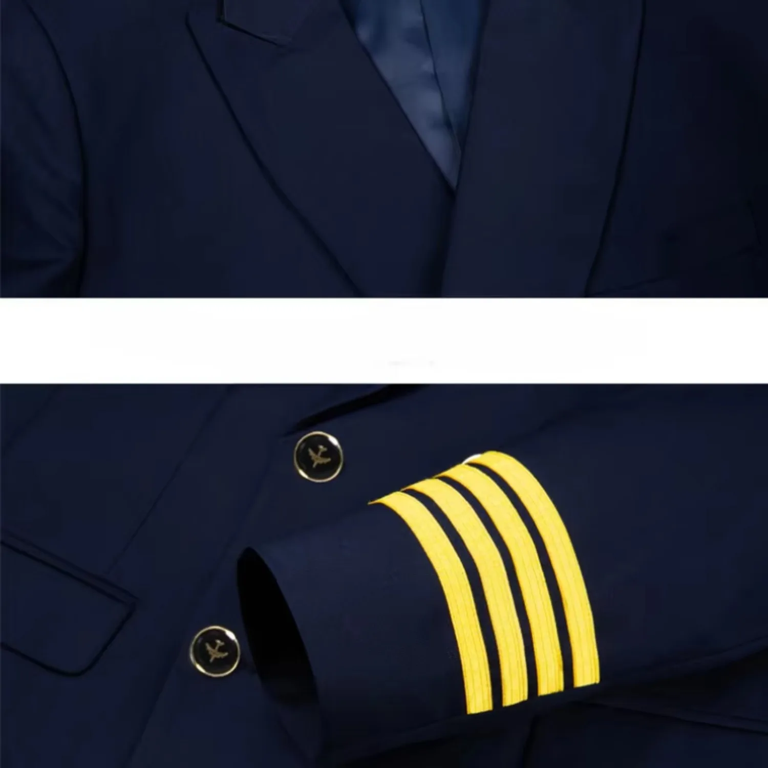 Men in Black Costume Captain Uniform Male Aviation Suit Pilot Suit Jacket Concierge Suit Cosplay Suit Uniforme D’hotesse