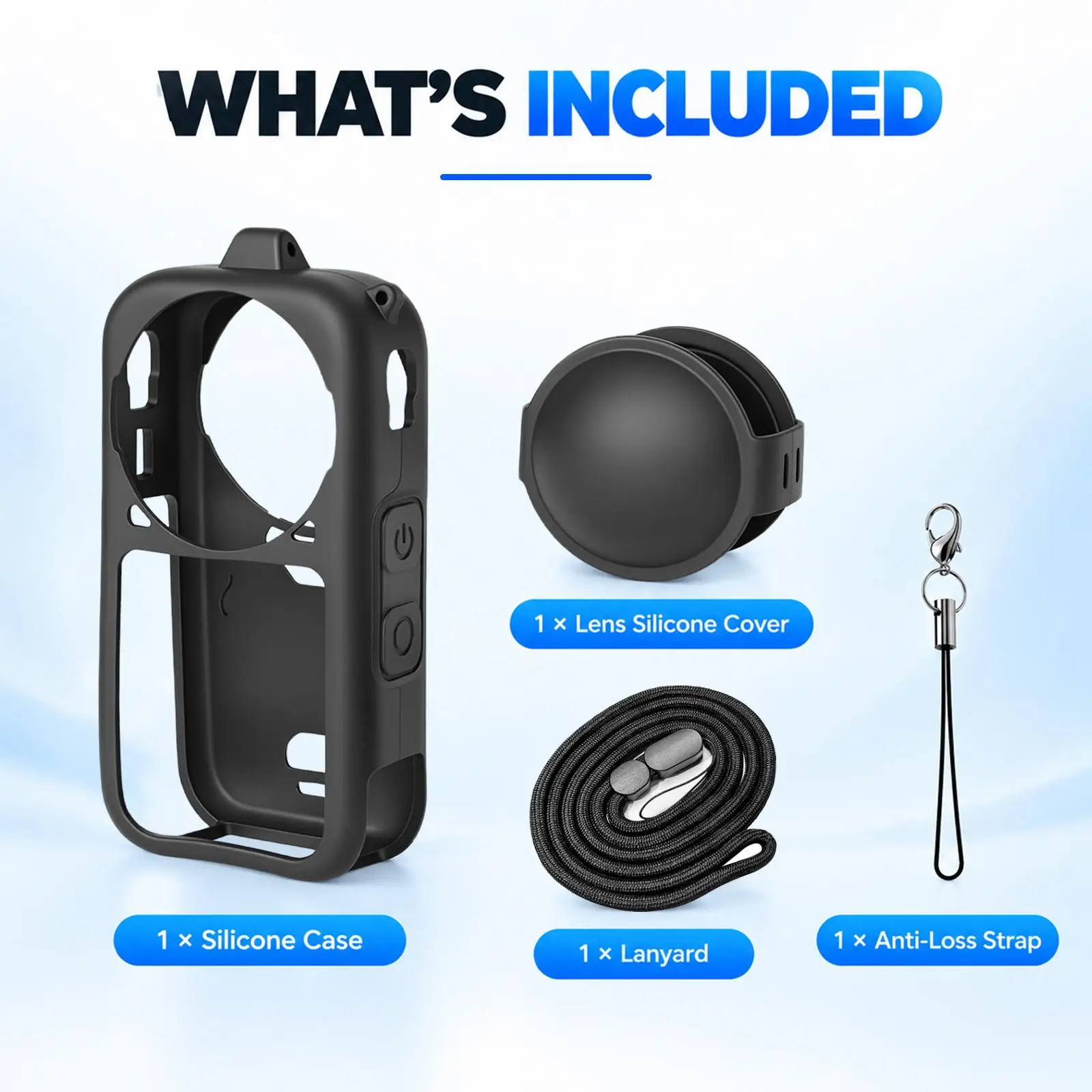 PULUZ beschermhoes voor de Insta360 X6, gemaakt van siliconen, met lensbescherming en riem, voor Insta360 X6-camera-accessoires.
