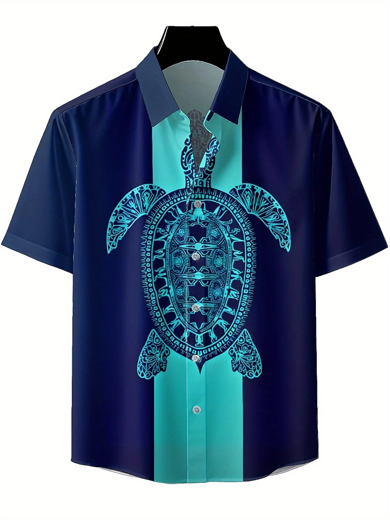 Men's Plus Size Hawaiian Shirts Deep Sea Turtle Tattoo Art Pattern, Summer Casual Tops, Suitable for Outdoor Party, Streetwear