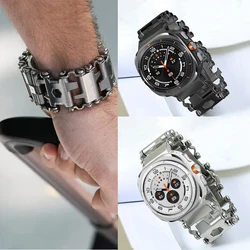 Multifunctional Watchband For Samsung Galaxy Watch Ultra 47mm Stainless Steel Metal Bracelet Link Strap Galaxy Watch7 Ultra 47mm