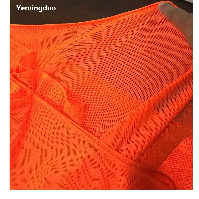 

155cm*10yards Fluorescent Orang 4 Way Stretch Mesh Fabric Dresses Clothing Shoes Lining Material