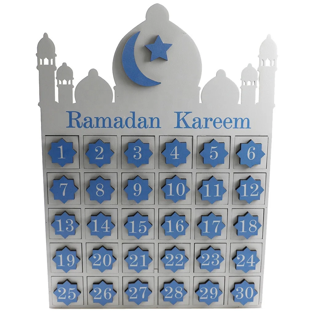 Wooden Light Castle Muslim New Eid Mubarak Party Home Kids Gift Eid Countdown Advent Calendar Eid Decoration