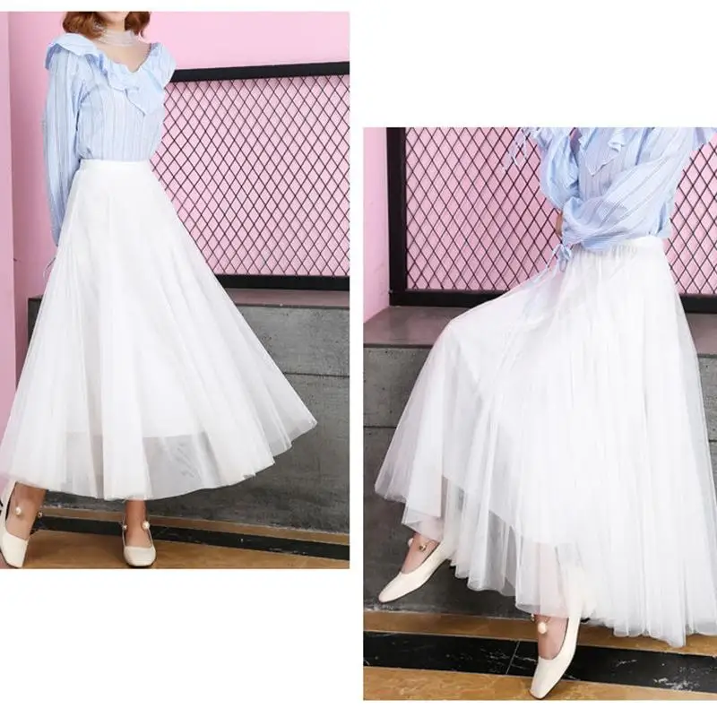 3 Layers of Yarn + Inner Lining Half-length Skirt Women's Net Gauze Skirt Large Skirt Mid-length Gauze Skirt Net Yarn Breathable