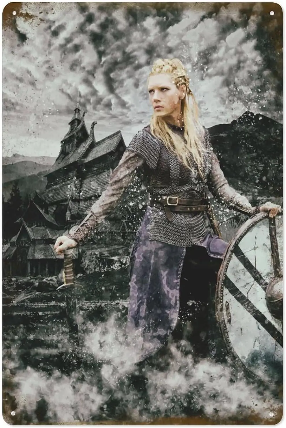 viking lagertha Metal Tin Sign Poster 8”×12” Painting Sign Funny Wall Vintage Art Decor Retro Plaque For Home Bar Pub Club Cafe