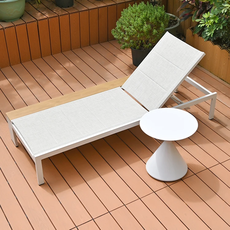 Mesh Chaise Lounge Aluminum Frame Beach Poolside Sling Sun Bed Pool Resort Bed Sunbed Outdoor Sun Loungerpromote sales