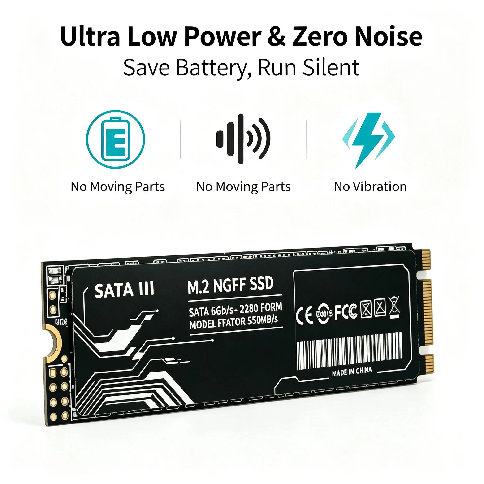 M.2 2280 NGFF SATA III SSD B+M Key 128GB 256GB 512GB 1TB 2TB Solid State Drive Low Heat For Laptop All-in-One PC NOT NVMe view 3