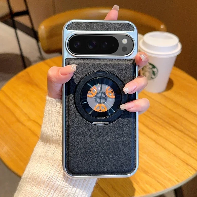 

Cyberpunk Stress-Relief Vegan Leather Case for Google Pixel 10 9 8 Pro XL 360° Strong Magnetic Absorption & Metal Stand Cover