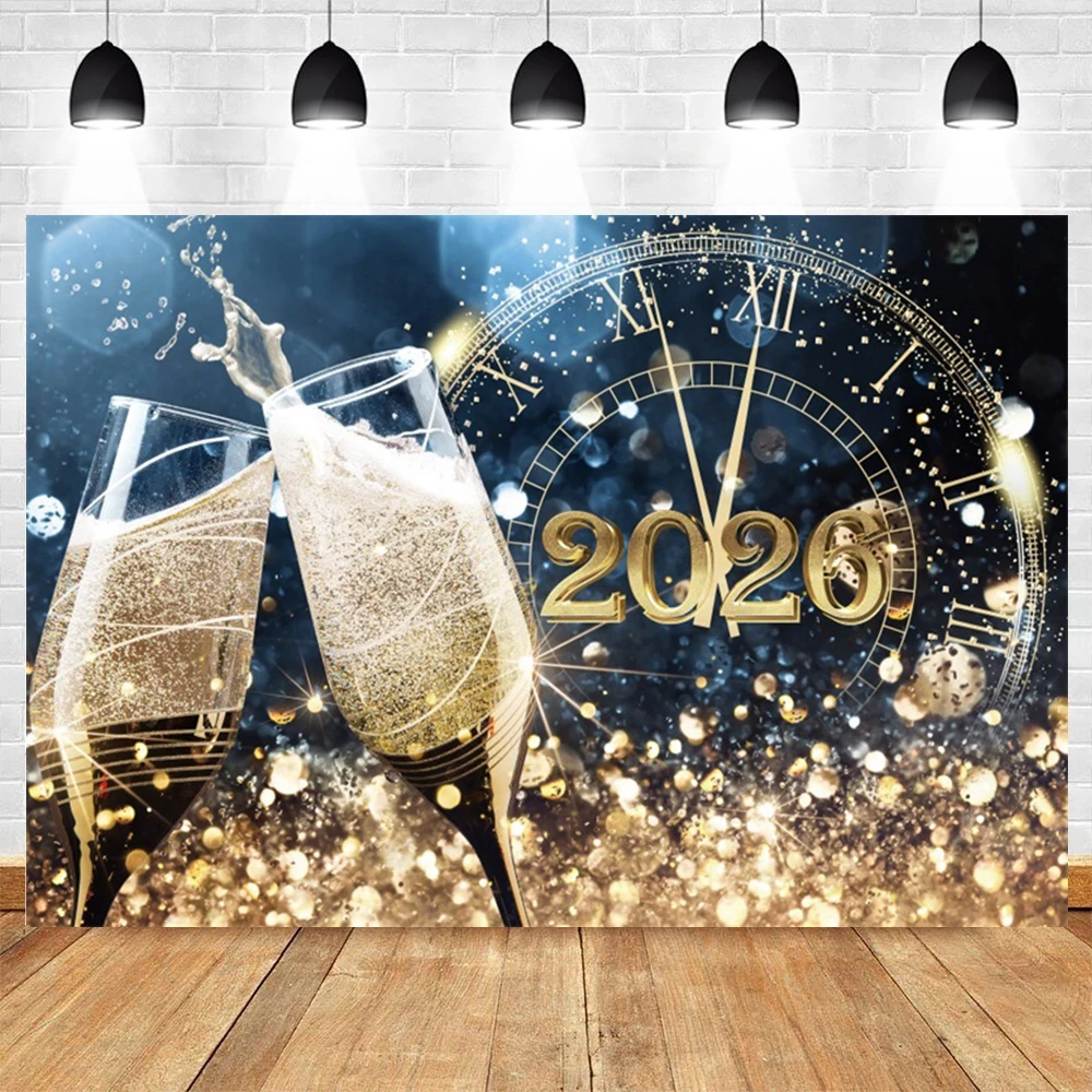 2026 Selamat Tahun Baru Latar Belakang Glitter Spot Jam Bir Fotografi Latar Belakang Keluarga Tahun Baru Pesta Dekorasi Spanduk Foto Studio Prop