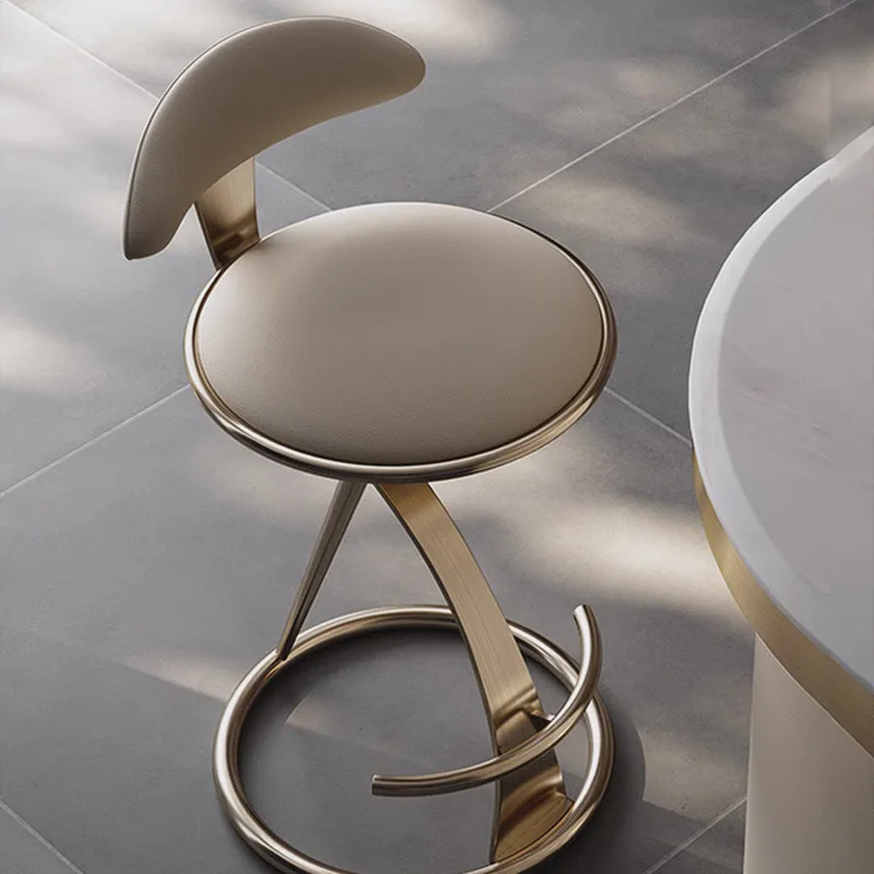 Stainless steel bar stool, Italian light luxury home front desk chair, bar chair, high stool high-end bar chair