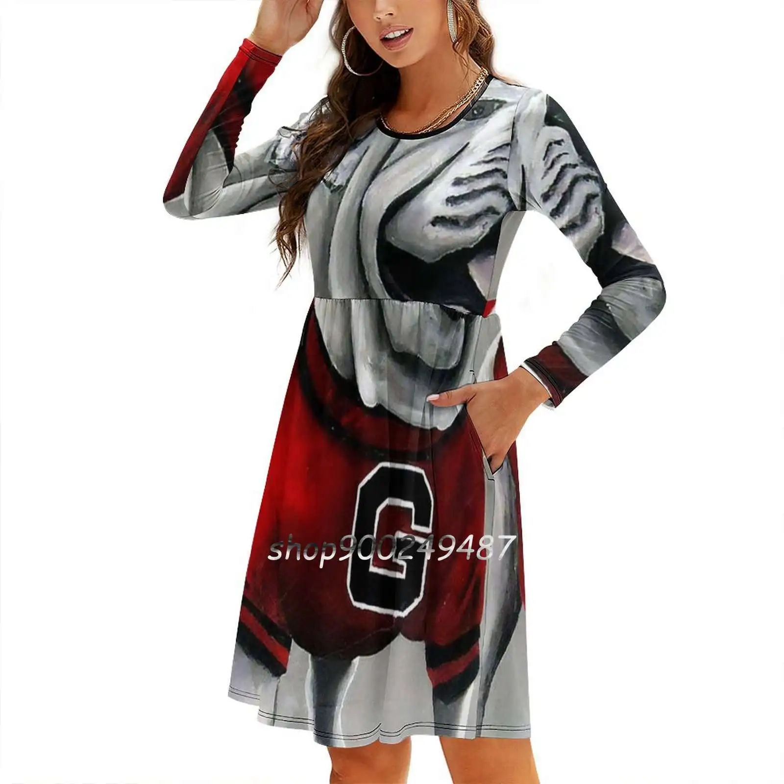 G Doggy Women Spring Autumn Long Sleeve Dress Female Casual Dress Uga Dawgs Georgia Bulldogs Football University Of Georgia