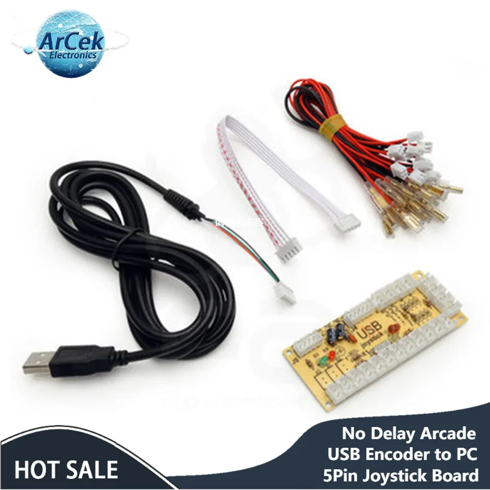 

No Delay Arcade USB Encoder to PC 5Pin Joystick Board DIY Kit for MAME + Push Buttons Cable