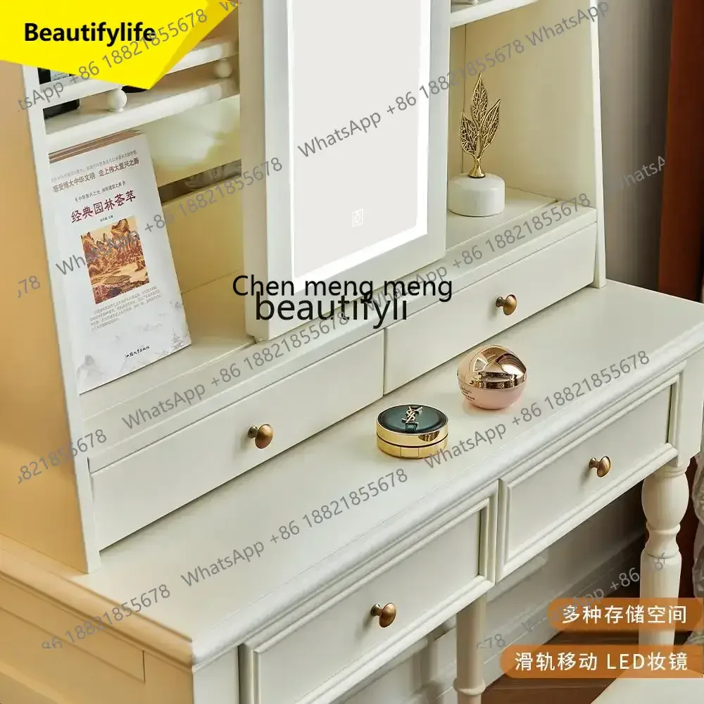 ss 8617 Full solid wood dressing table French with lamp and mirror dressing table Master bedroom dressing table