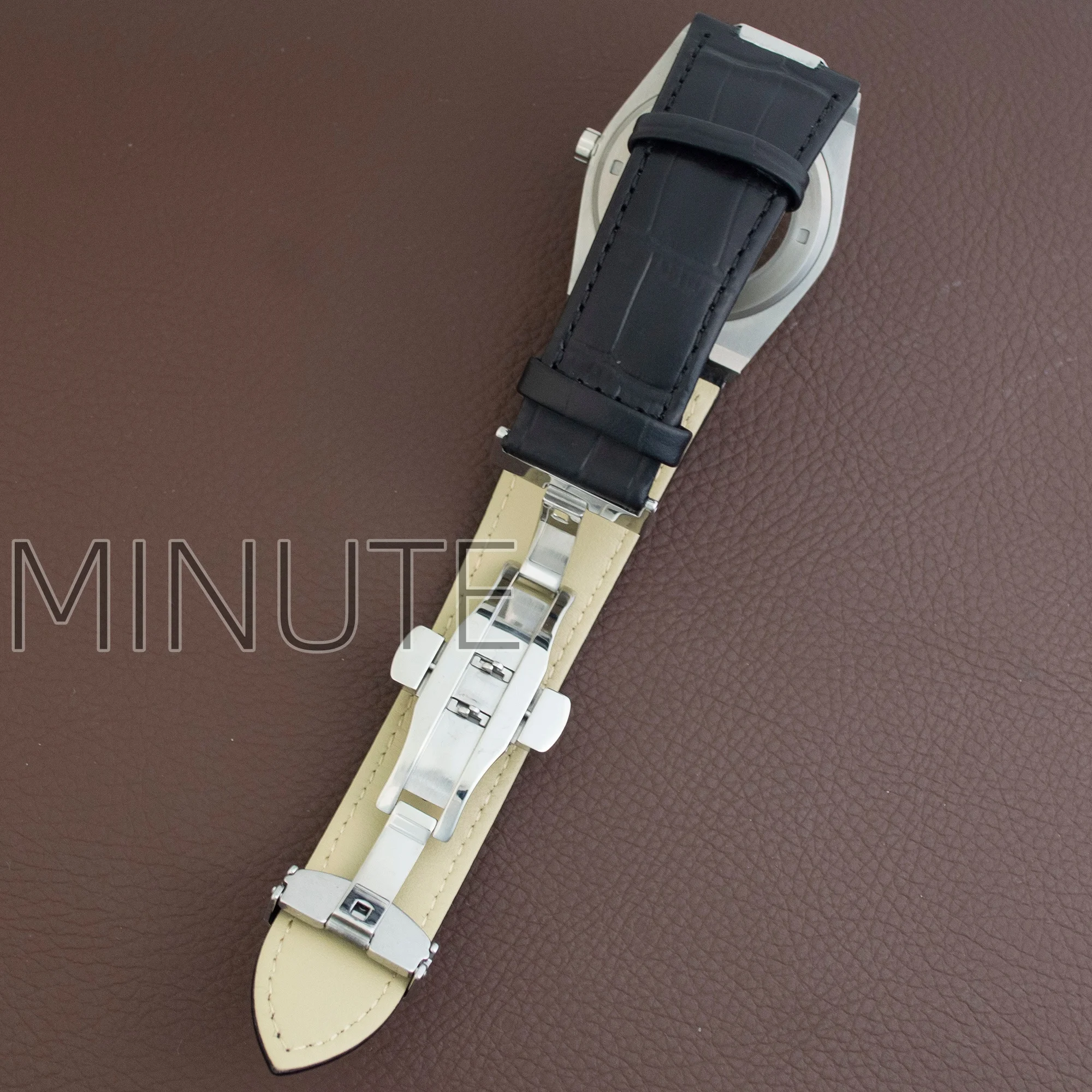 NH35 حالة حزام سوار جلد طبيعي الياقوت الزجاج الفولاذ المقاوم للصدأ ساعة الحال بالنسبة NH36 NH35 حركة VC222 الرجال حالة أجزاء