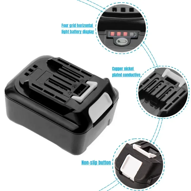 Batería de iones de litio de 12 V, 6,0 Ah para Makita BL1016 BL1021B BL1041B, repuesto para herramientas eléctricas Makita 12 V CXT.