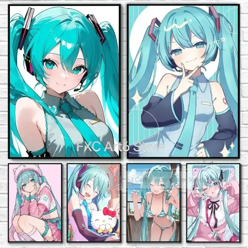 1PCS No-Frame Canvas Painting Hatsune Miku Anime Wall Decor Vocaloid Series Art Print Picture for Home Room Aesthetic Wall Decor