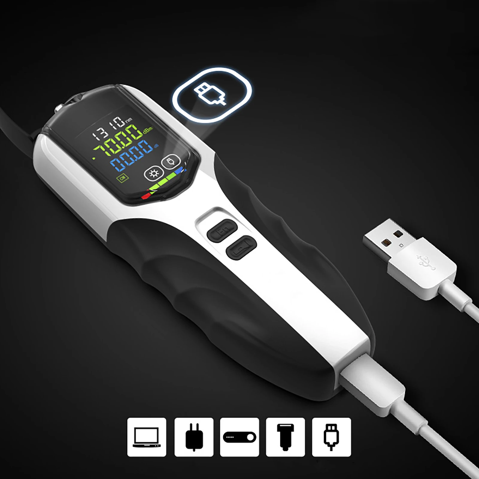 

G7 Fiber Optical Power Meter Color LCD Screen High Precision Rechargeable Handheld Fiber Network Cable Tester ‑50~+26dBm