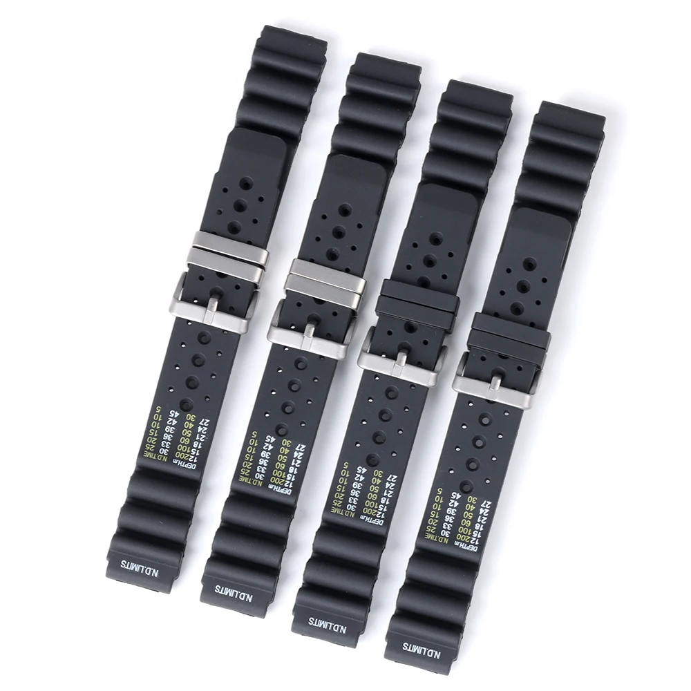 20mm 22mm 24mm ND Limits Rubber Bracelet for Seiko Waterproof Sport Watchband for Rolex High Quality Diver Straps for Citizen