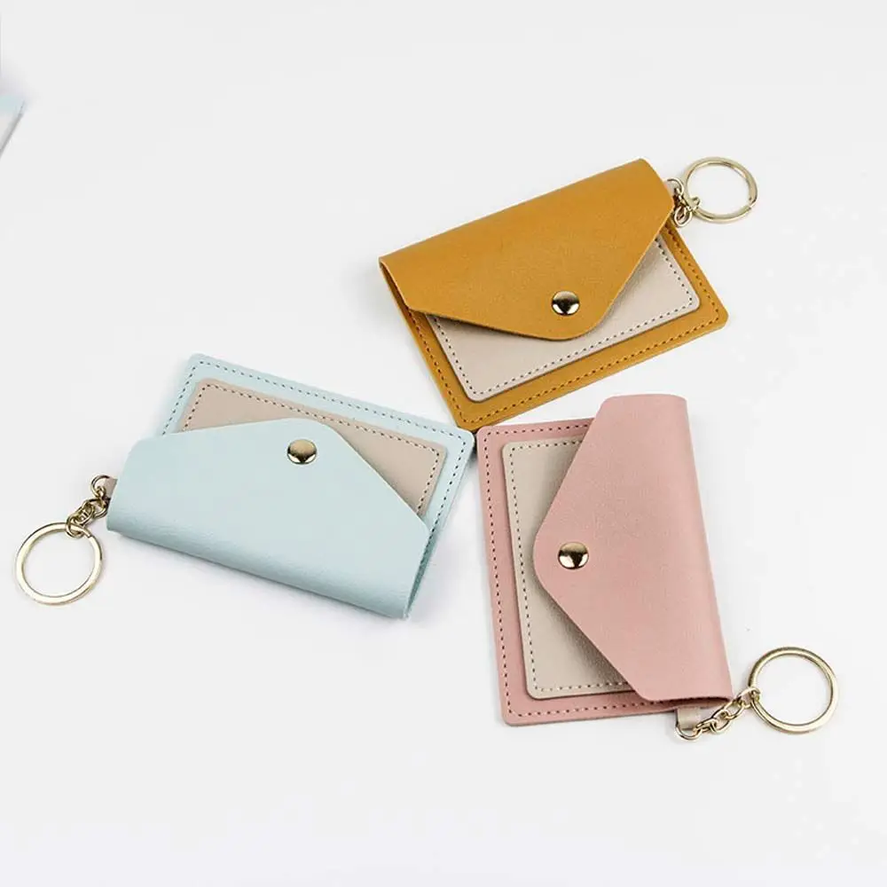 Ultra-thin Small Coin Pocket With Keychain Student Card Case Slim Wallet Korean Style Card Holder ID Card Holders Coin Purse