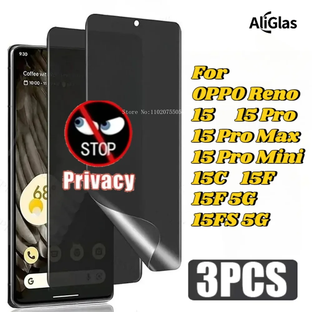 3Pack Anti Spy Hydrogel Film For OPPO Reno 15C 15F 15 Pro Max 15 Pro Mini Privacy Screen Protector For OPPO Reno 15F 5G 15FS 5G