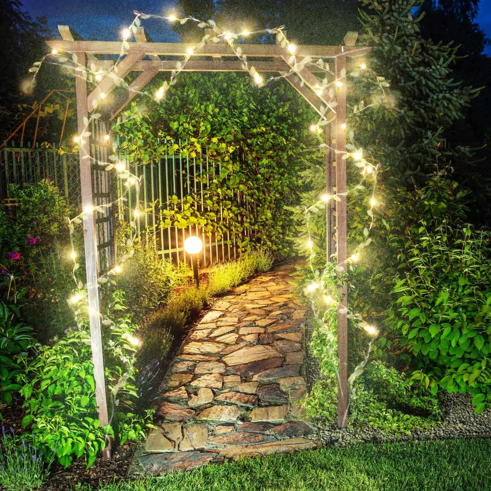 

1Pcs Golden Leaf Rattan String Light Battery Energy Powered Garden Light Ornament Perfect for Outdoor Yard Lawn Holiday