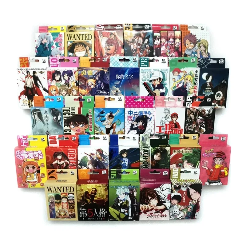 54 Uds. De cartas de Anime Genshin Impact, tarjetas de juego de mesa para Cosplay, Jujutsu Bleach, juguete de póker de tapa dura, regalo con caja