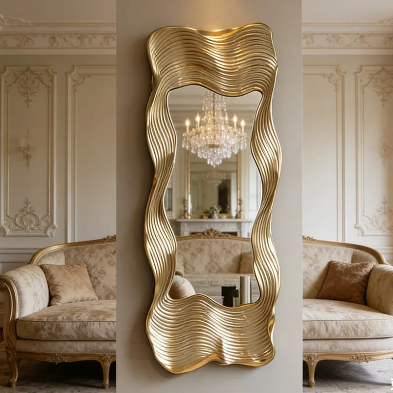 American full-length mirror wall-mounted French classical special-shaped mirror creative home landing fitting mirror