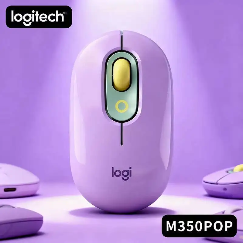 

Logitech M350 POP Pebble Mouse - Quiet Scrolling Click, 77g Lightweight, Auto Sleep, USB Receiver Storage Magnetic Cover