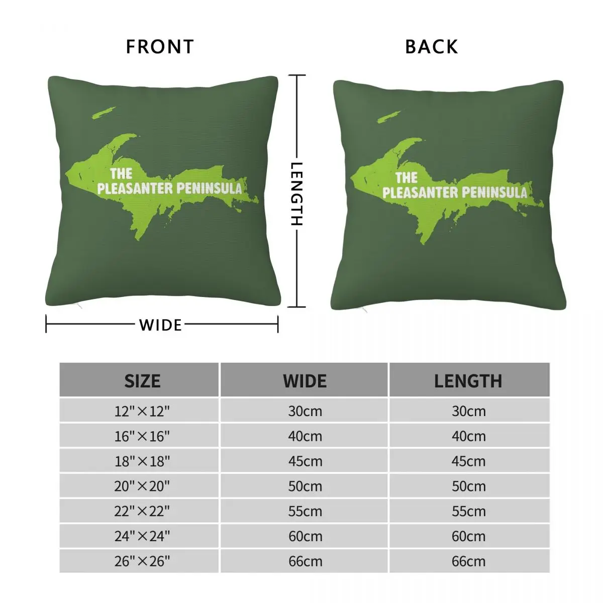 Upper Peninsula Of Michigan Square Pillowcase Polyester Linen Velvet Creative Zip Decorative Pillow Case Sofa Cushion Cover
