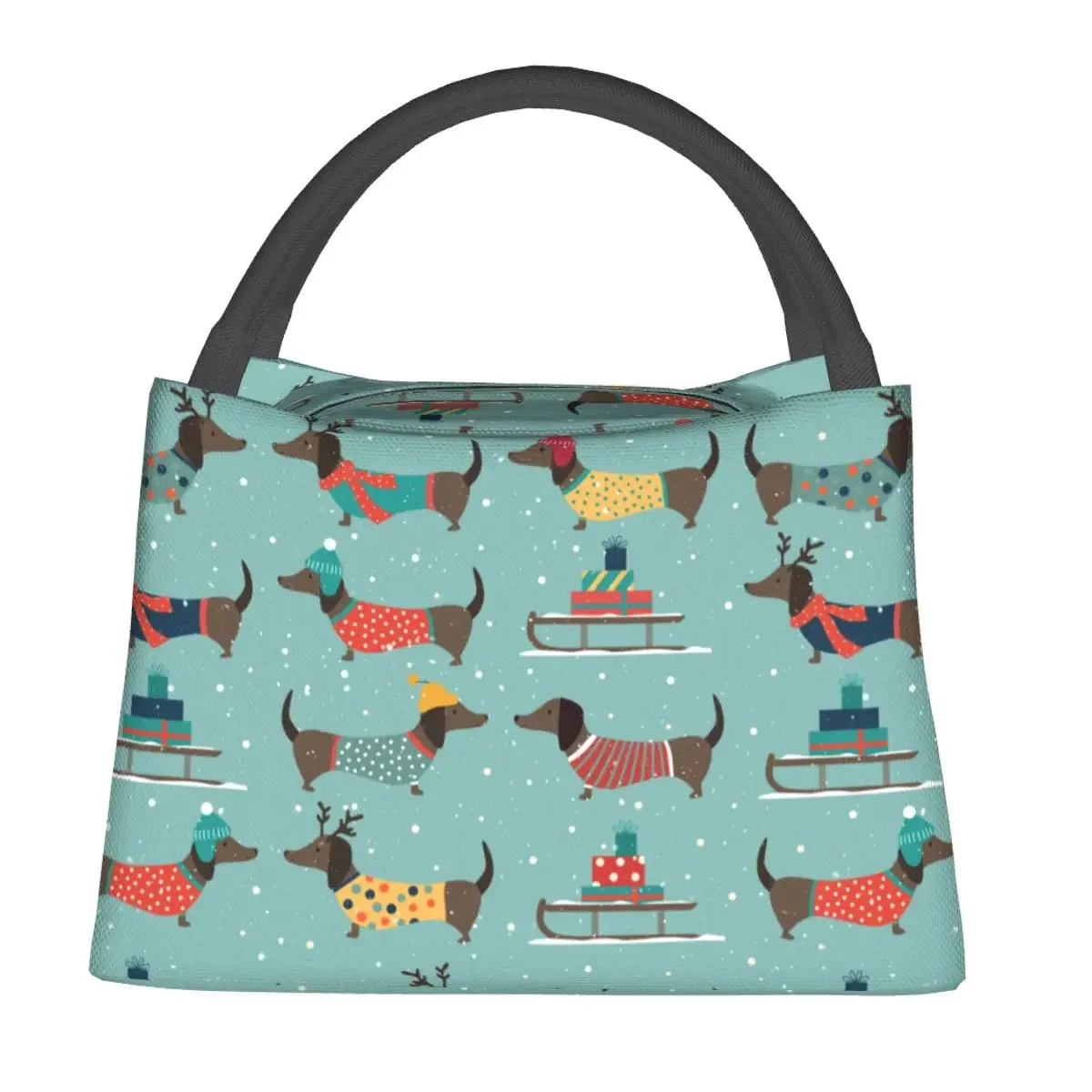 Couple Dachshund Dog Lunch Bag Puppy Sledge Kawaii Lunch Box For Women Travel Portable Cooler Bag Graphic Thermal Tote Handbags