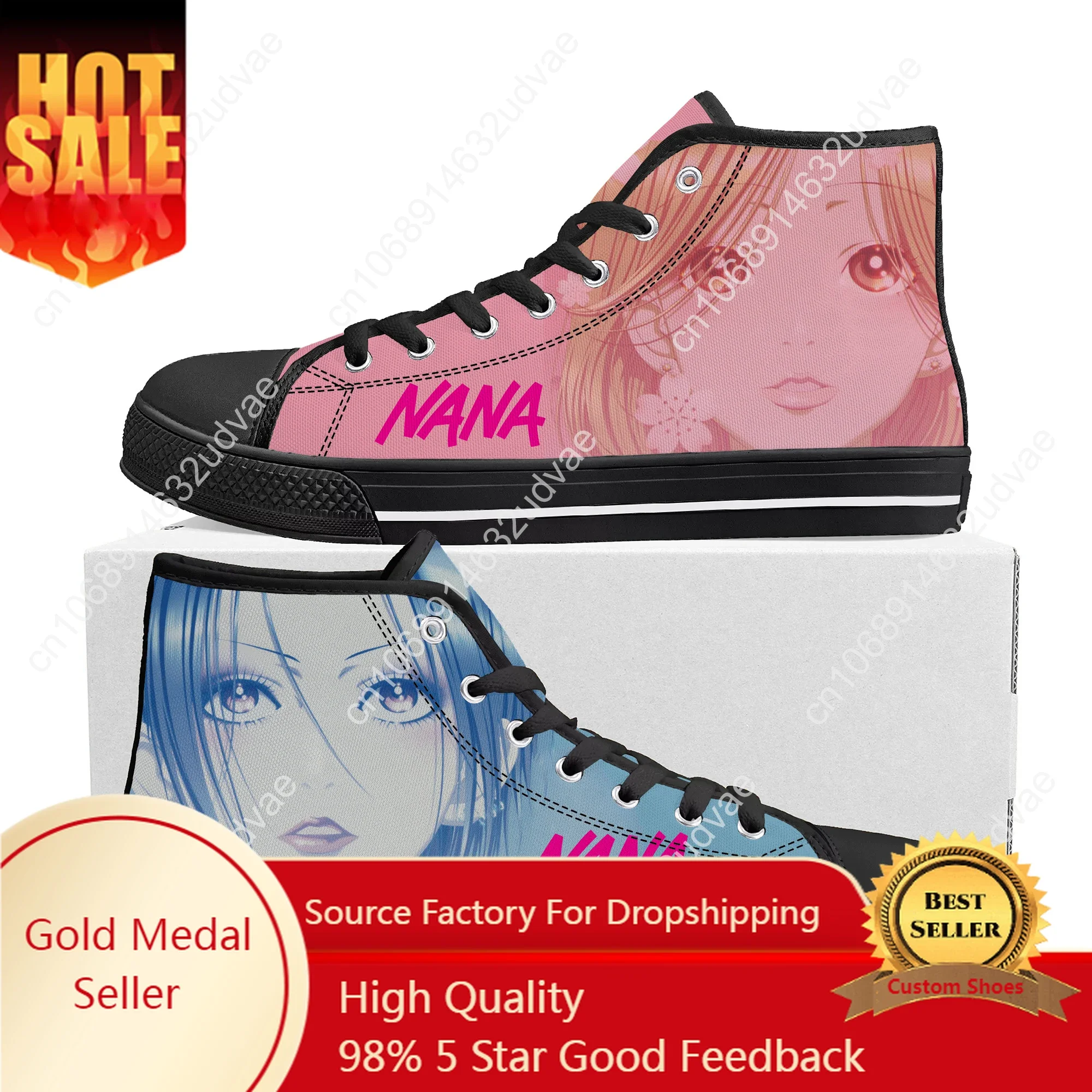 NANA Osaki Komatsu Manga High Top Sneakers Mens Womens Teenager Canvas Sneaker Casual Couple High Quality Shoes Custom Shoe