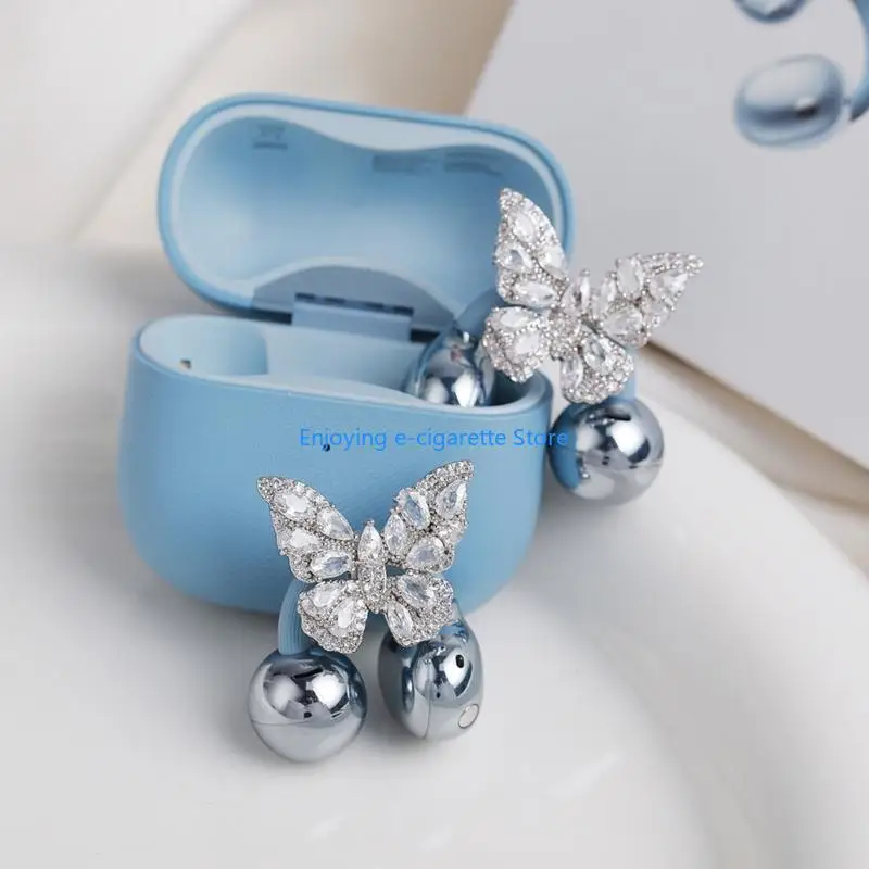 Schimmernde Legierungs-Schmetterlings-Ohrclip-Dekorationsdesign für Freeclip 1/2 Ohrhörer-Clip-on-Charm-verbessernde Stile Y4QF – Detail 3