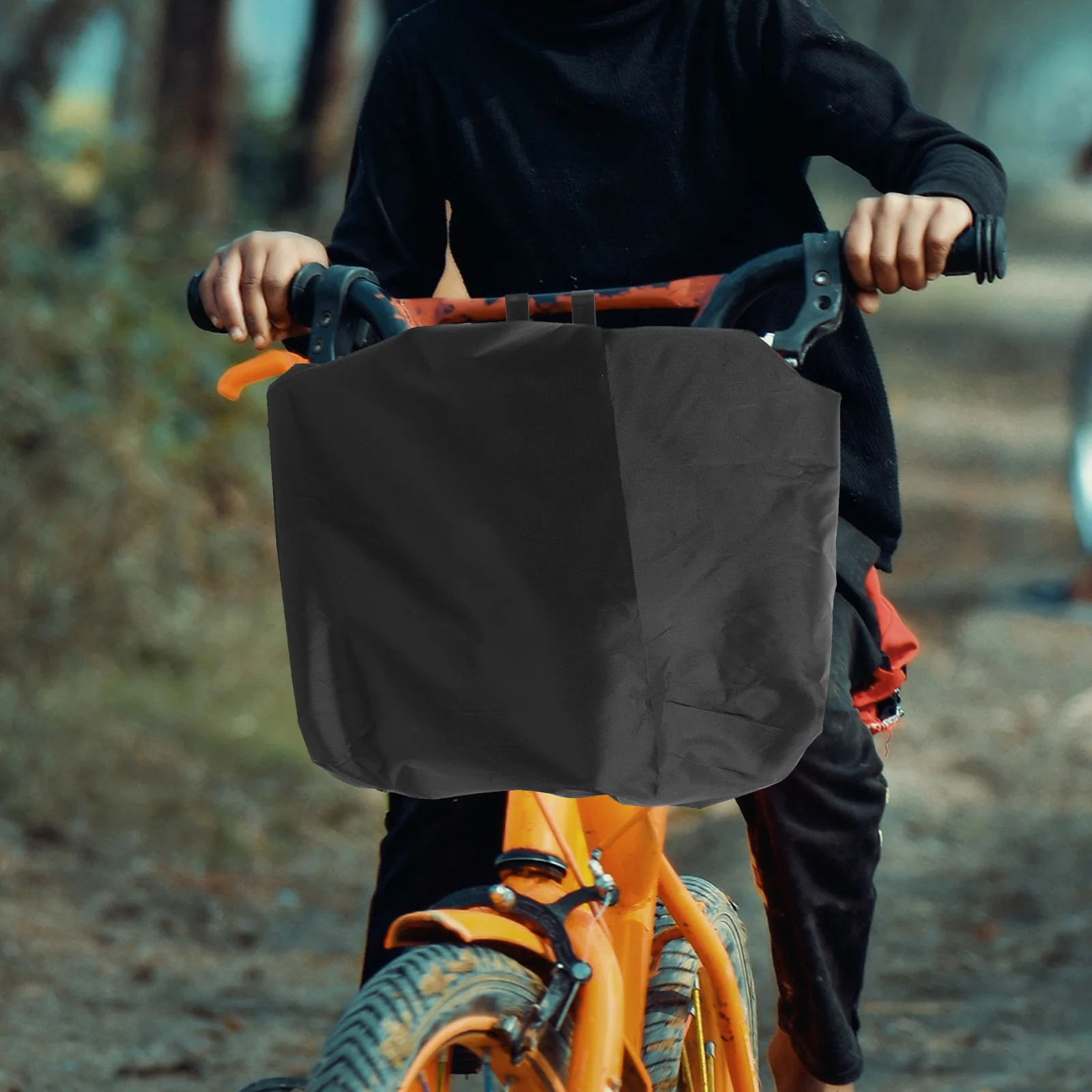 

2pcs Bike Basket Cover Waterproof Canvas Liner for Electric Bike Bicycle Black Color Front Storage Bag Rain Protector