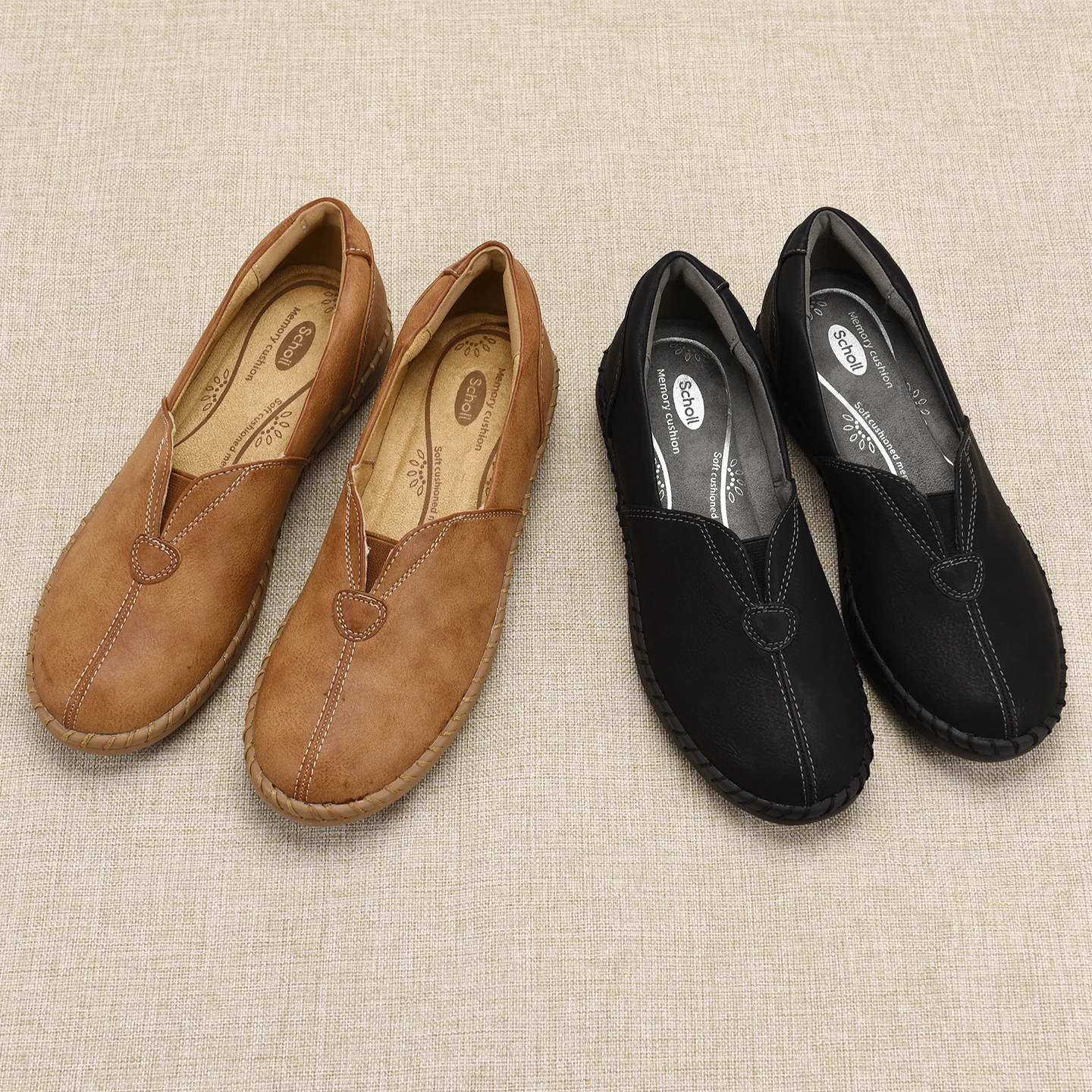 Comfortable Thick Bottom round Head Design Mom Shoes Easy to Wear Low Heel Soft Sole Bean Bean Shoes for Middle Aged Women