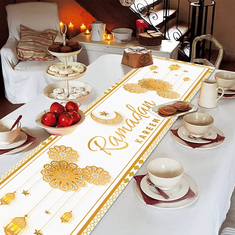 Ramadan Decoration 2025 Table Runner Eid Mubarak Decor For Home Tablecloth Islamic Muslim Party Eid Al-fitr Gifts Ramadan Decor