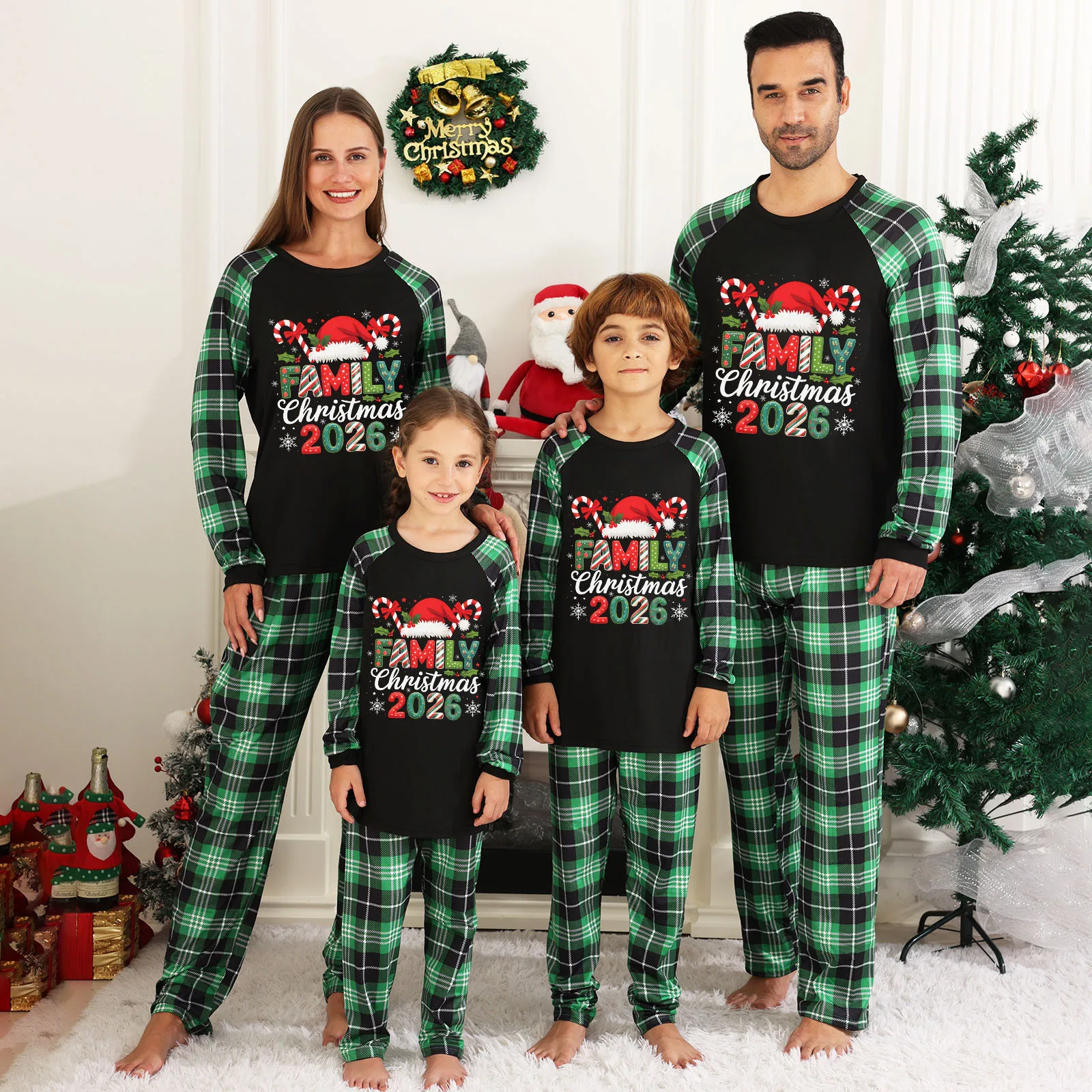 Plaid Print Christmas Pajamas Family Matching Outfits Baby Boys Girls Costumes Mother Father Kids Clothing Set Soft Pijamas