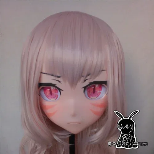 (Rabbit 63) Crossdressing Girl BJD Doll Mask Final Fantasy XIV Cartoon Japan Anime Realistic Silicone FF14 Miqote Cosplay