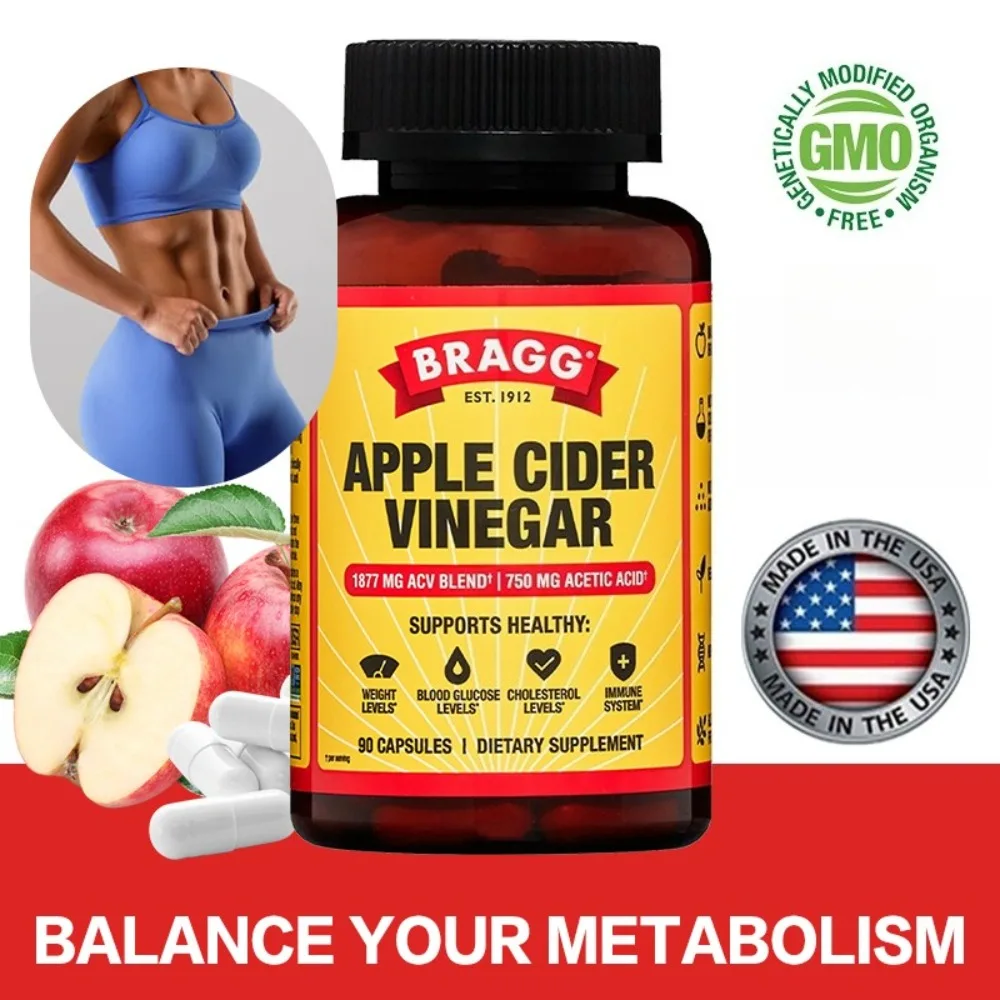 Apple Cider Vinegar Capsules - Vitamin D3 & Zinc - 750mg of Acetic Acid – Immune & Weight Management Support - Non-GMO, Vegan