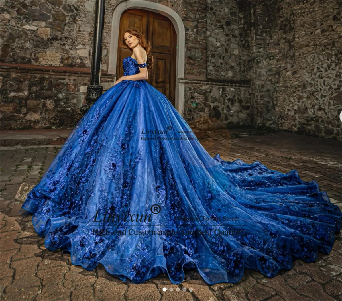 

Mexican Ball Gown Quinceanera Dress With 3D Floars Applique Lace Birthday Customized Off Shoulder Sweet 16 Vestidos De 15 Anos