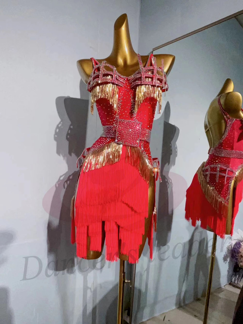 Dança latina adulto crianças vestido ab pedra high-end personalizado grande vermelho borla flor vestido preto piscina tango roupas femininas