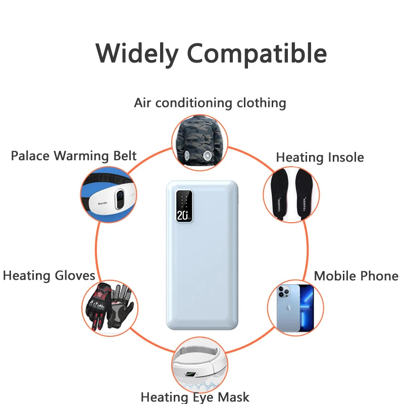 JayoWade 12V DC出力パワーバンク 20000mAh ポータブル充電器 バッテリーパック 加熱ベスト ジャケット用 Xiaomi Mi iPhone対応