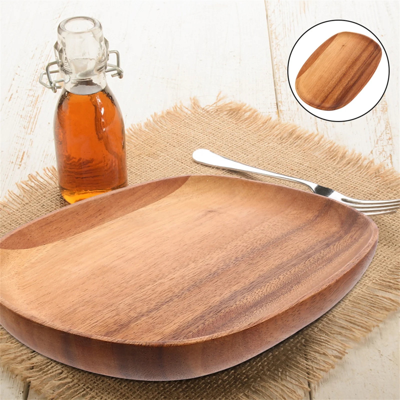 

Premium Sushi Plate Made of Acacia Wood Natural Irregular Design for Sushi Snacks Salad Serving Ideal for Family Dinner Hotel