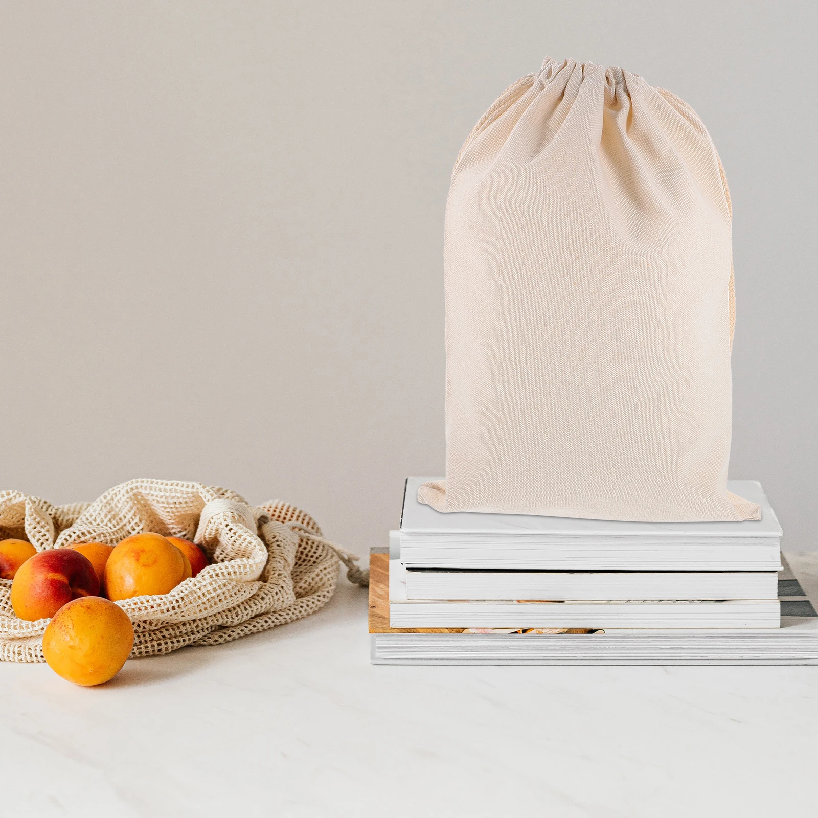 

2 Pcs Large Capacity Storage Bag Potato Fruit and Vegetable Protective Drawstring Bags Canvas Pouch Reusable