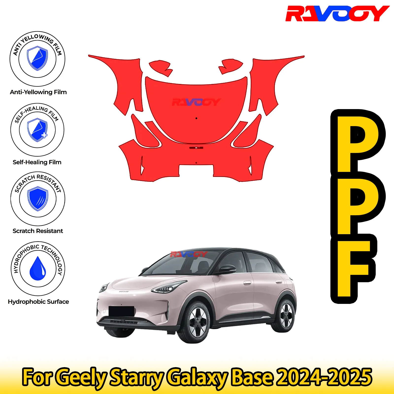 

For Geely Starry Galaxy Base 2024-2025 Glossy Matte Black Precut front PPF Kit Paint Protection Film