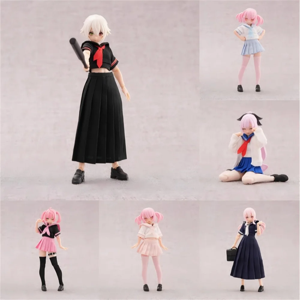 Em estoque escala 1/12 série 99s doce uniforme de estudante gola de marinheiro conjunto de saia plissada para corpo de figura de ação azone de 6 poleg